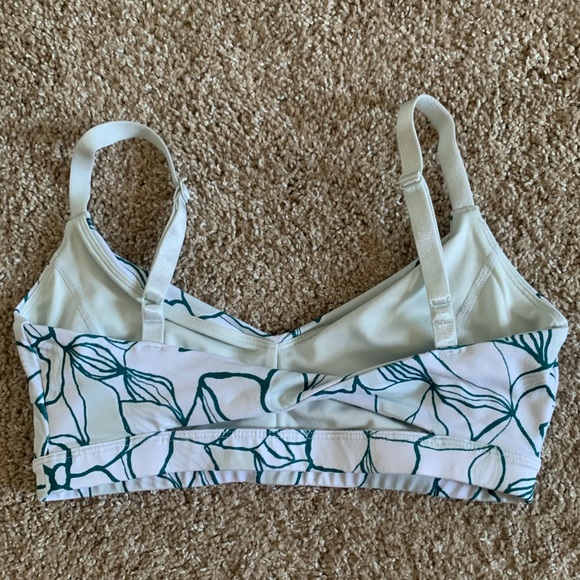 JoyLab Ruched White/Blue Floral Print Comfort Twist Back Sports Bra size XS EUC - Picture 5 of 8